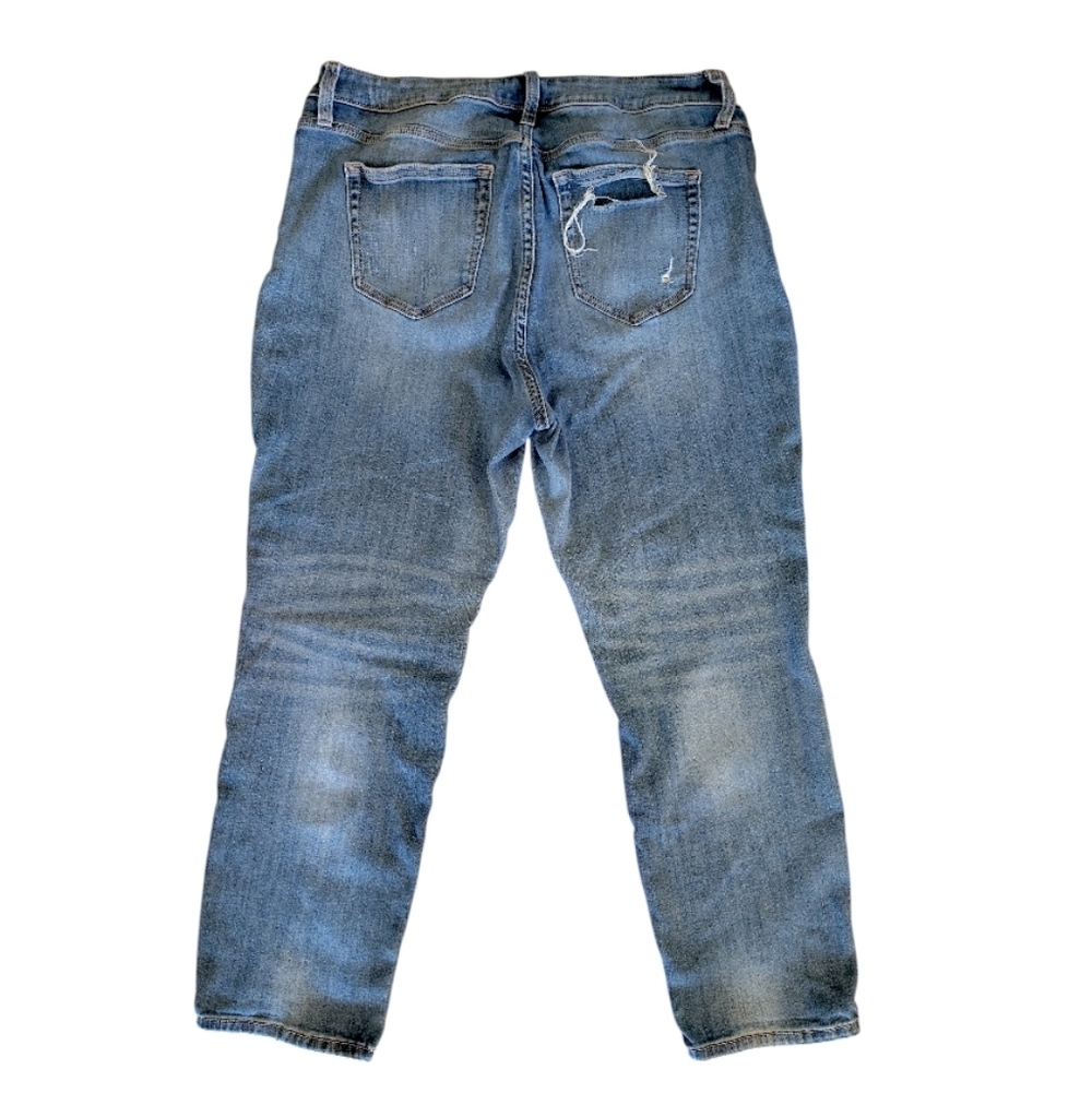 Ceros Blue Distressed High Waist Straight Leg Ankle Jeans Plus 14 Cropped - Picture 5 of 10